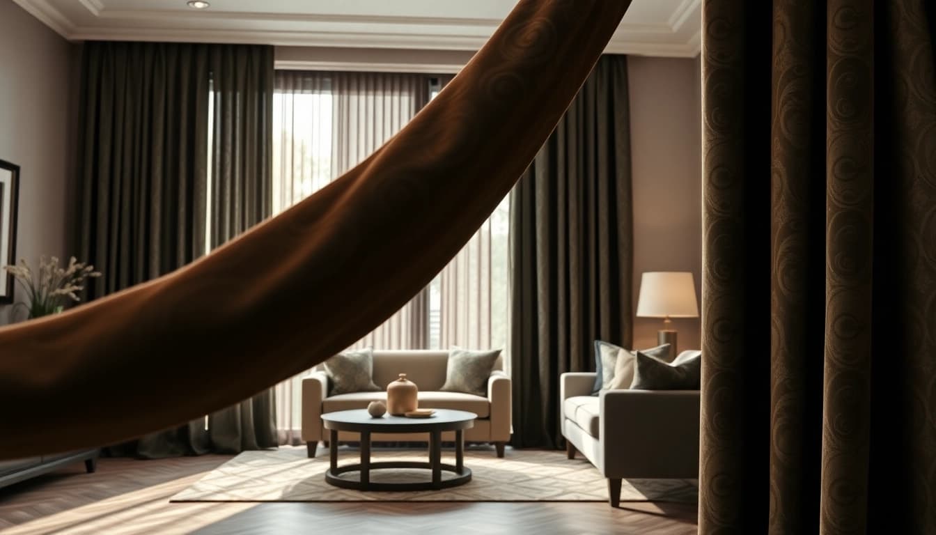 Een prachtige gordijnstof in velours die de ruimte elegant verfraait.