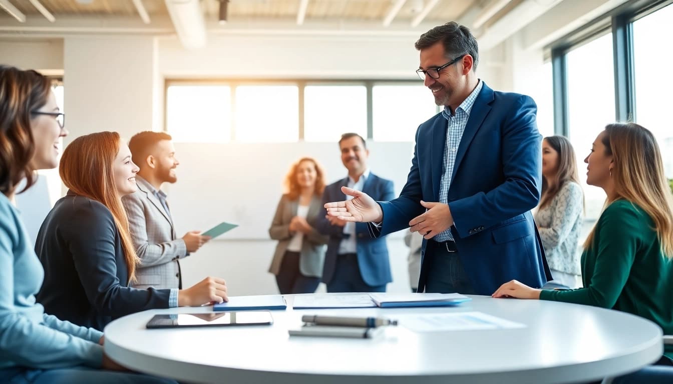 Engaging business discussion at https://valuesfirst.com showcasing teamwork and innovation.