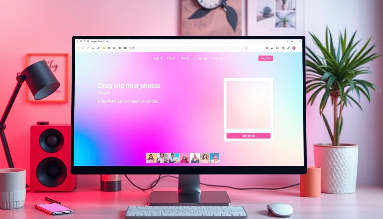 Make image square using an online tool with vibrant interface showcasing easy editing options for photos.