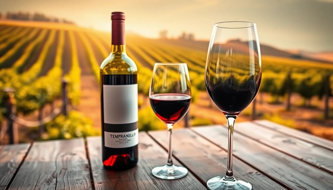 Experience the rich flavors of Tempranillo in an elegant wine tasting setup.