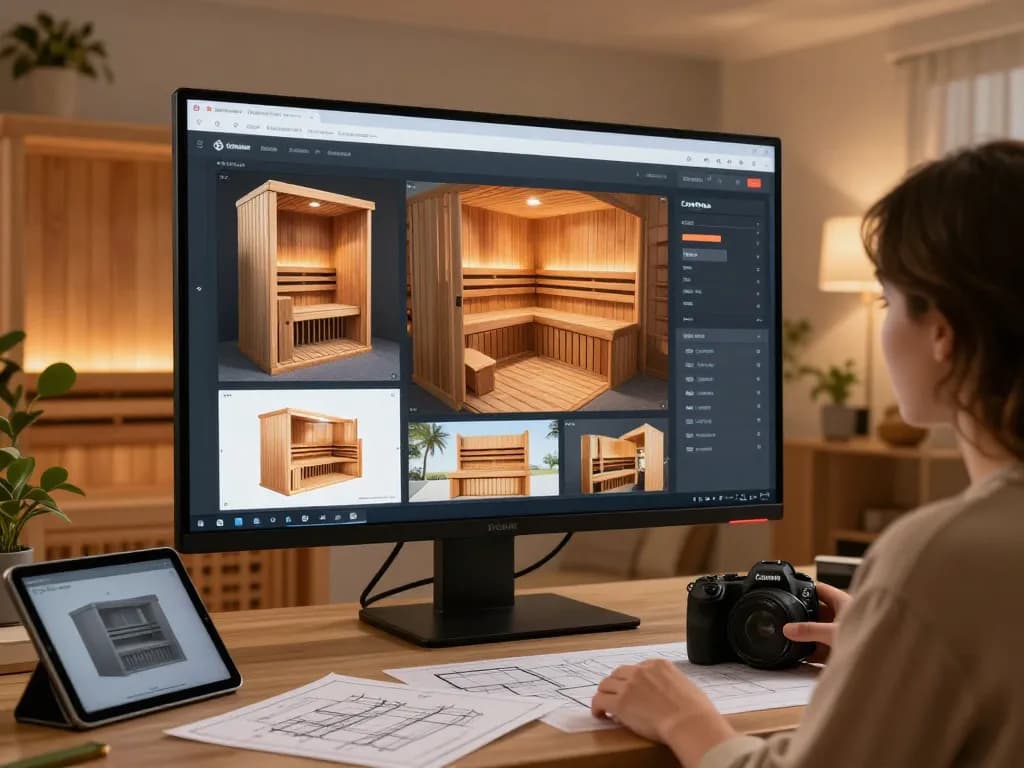 Interactive sauna configurator showcasing personalized sauna designs with user-friendly interface