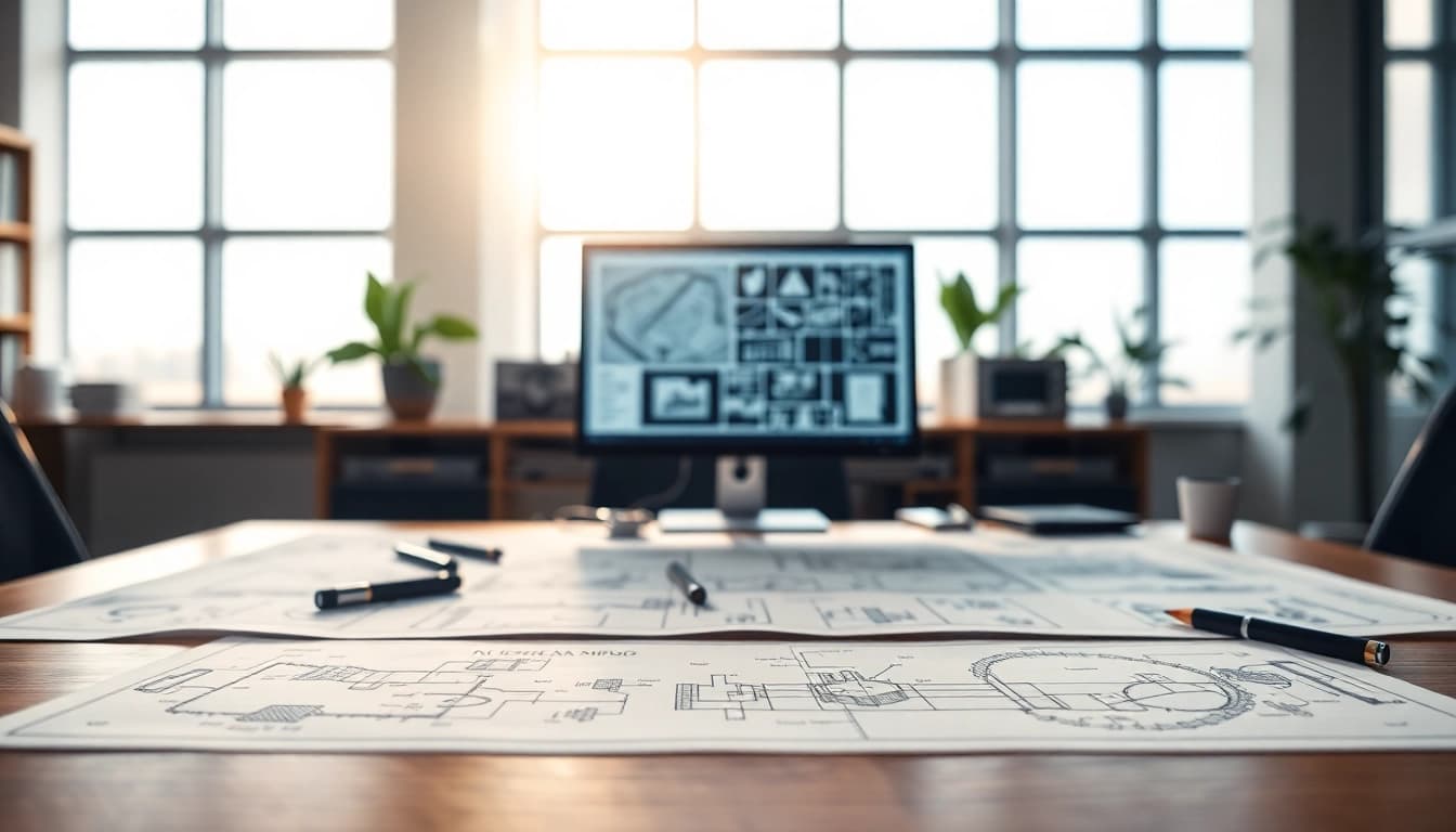 Showcasing das 142 with intricate sketches in a professional office setting, highlighting creativity and precision.