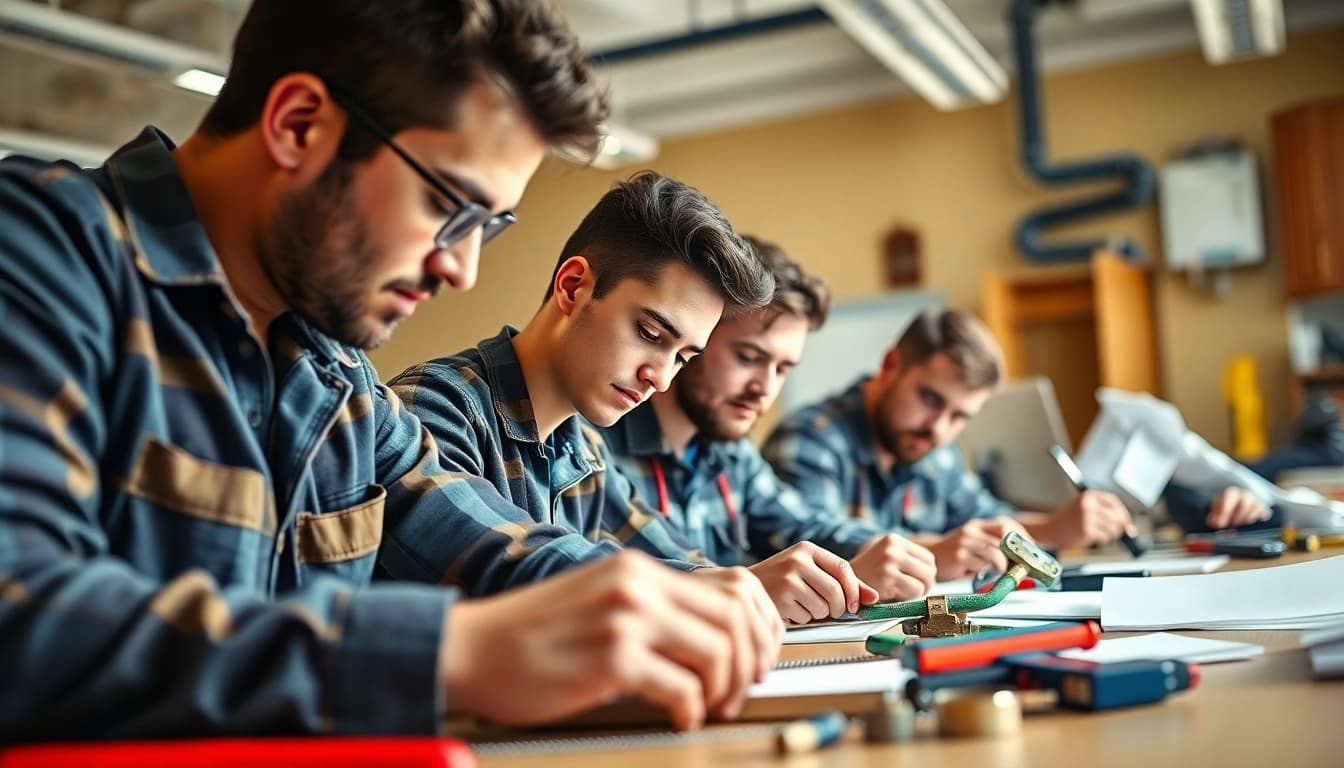 Students learning trades in a vibrant classroom at a trade school in Tennessee, showcasing hands-on skills.