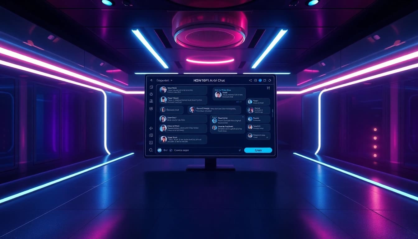 Futuristic NSFW AI chat interface with engaging avatars and a sleek design.