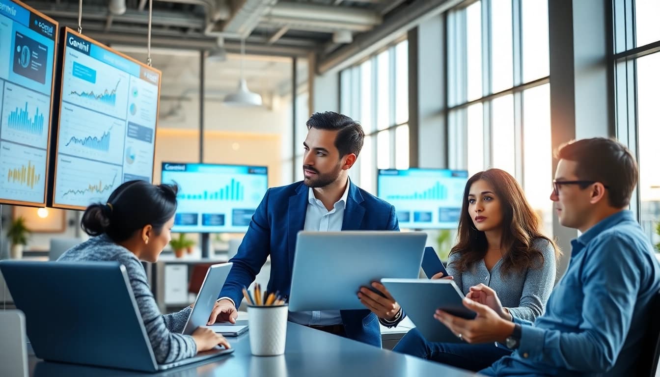 Analyze seo for gemini strategies in a modern office setting with digital marketing experts.