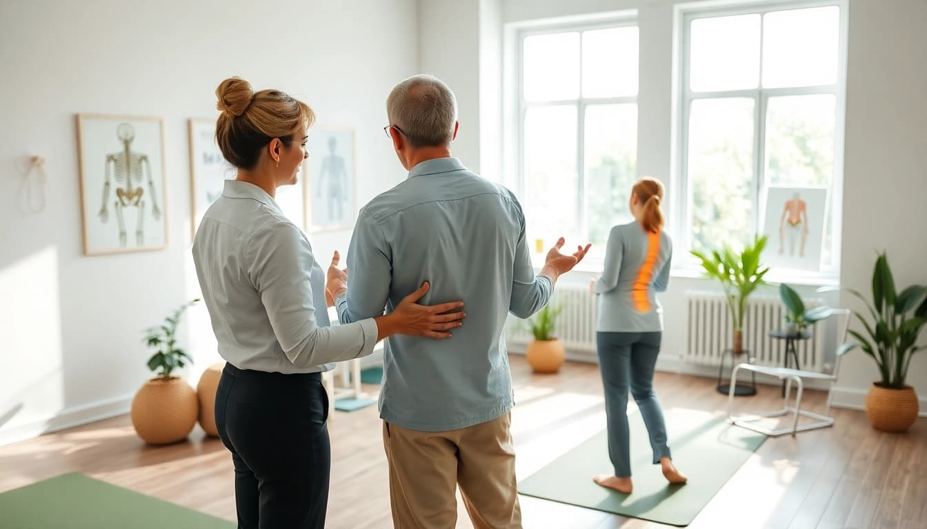 Learn effective back pain remedies with a professional physiotherapist in a calming setting.