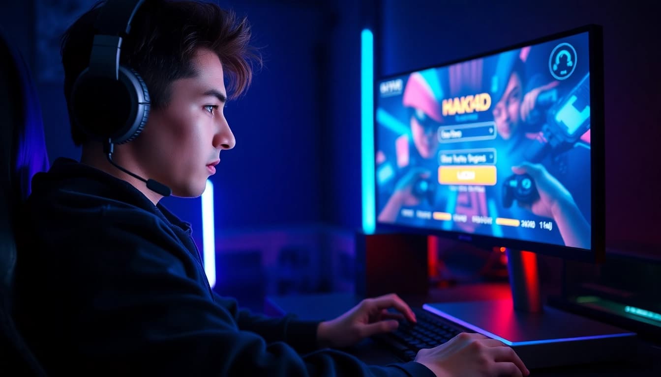 Login ke permainan hakim4d dengan pemain yang terfokus pada layar.