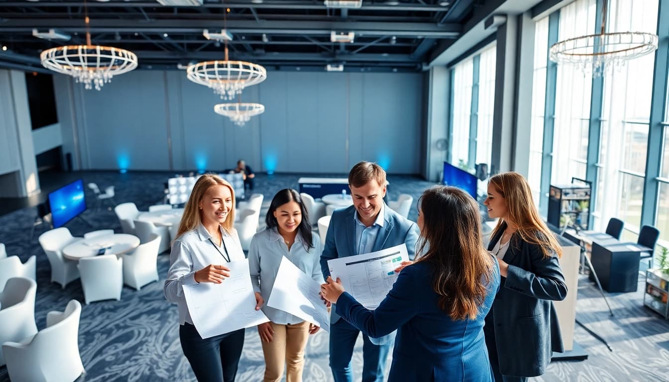 Dynamic collaboration of Corporate Event Planners in a stylish venue setting.