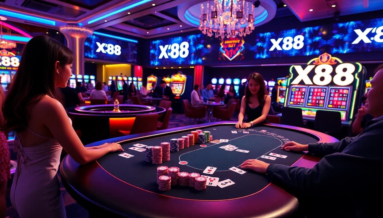 Engage with the thrilling gambling action at X88's luxurious online casino.