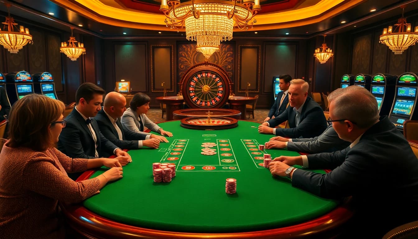 Play thrilling poker at the King Arthur Cafe, showcasing vibrant chips and intense strategy.