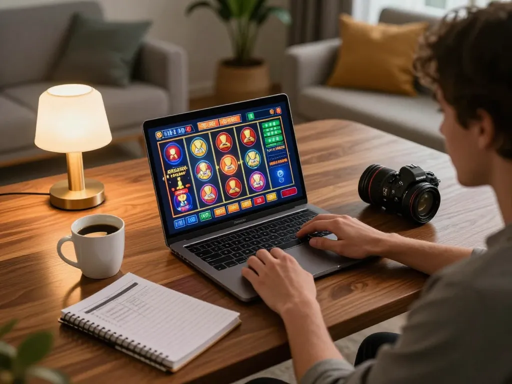 Engaging in Đăng ký cm88 while enjoying online gaming in a cozy home setting.