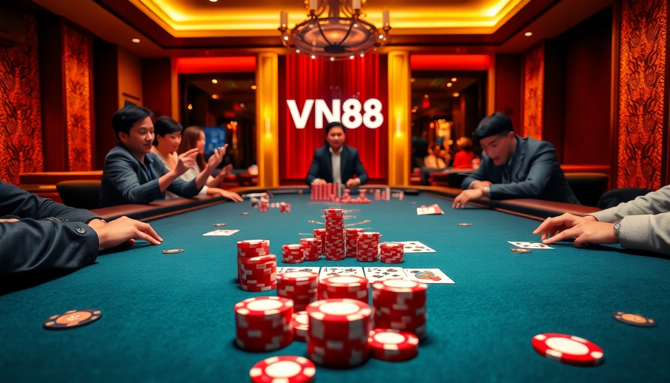 VN88 online gambling experience with vibrant casino table and exciting gameplay elements.