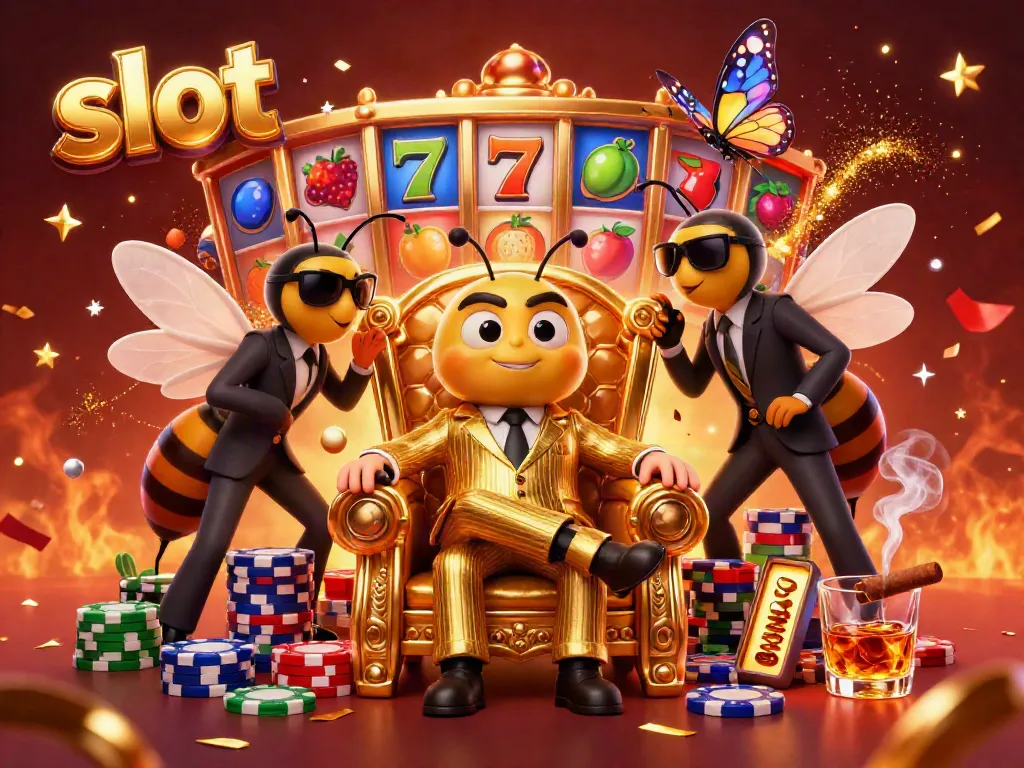 Engage with exciting slot games featuring colorful reels in a lively casino scene.