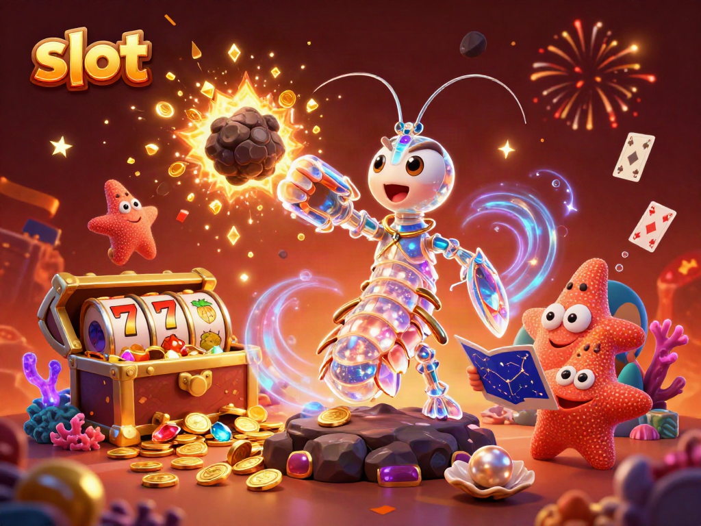 Experience thrilling slot gameplay with vibrant gems and coins in this dynamic casino scene.