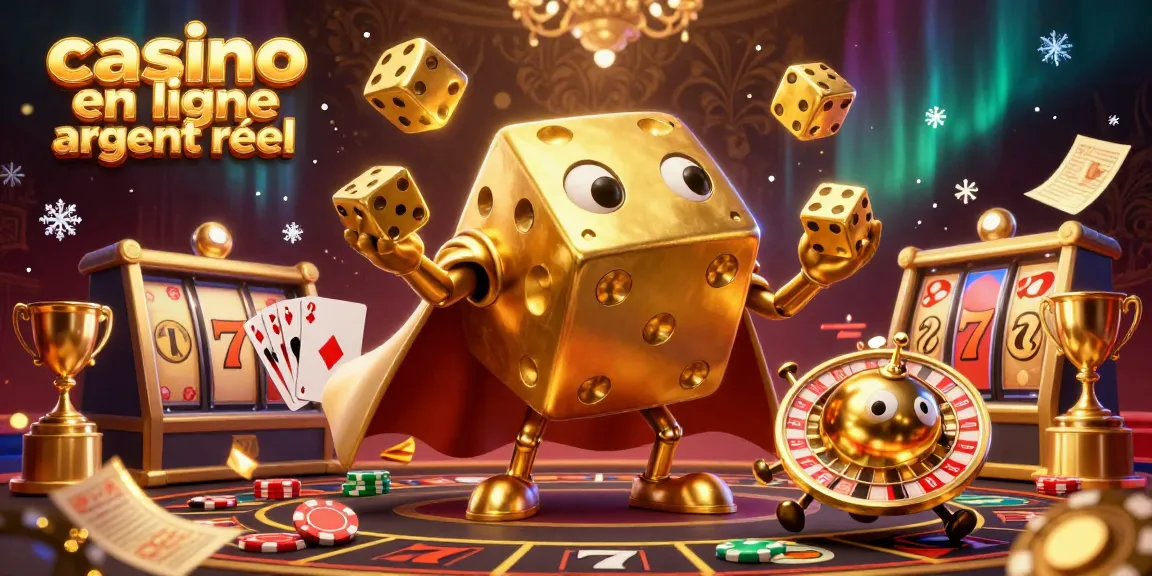 Vivez l'excitation du casino en ligne argent réel avec un golem de dés en or et des éléments de jeu captivants.