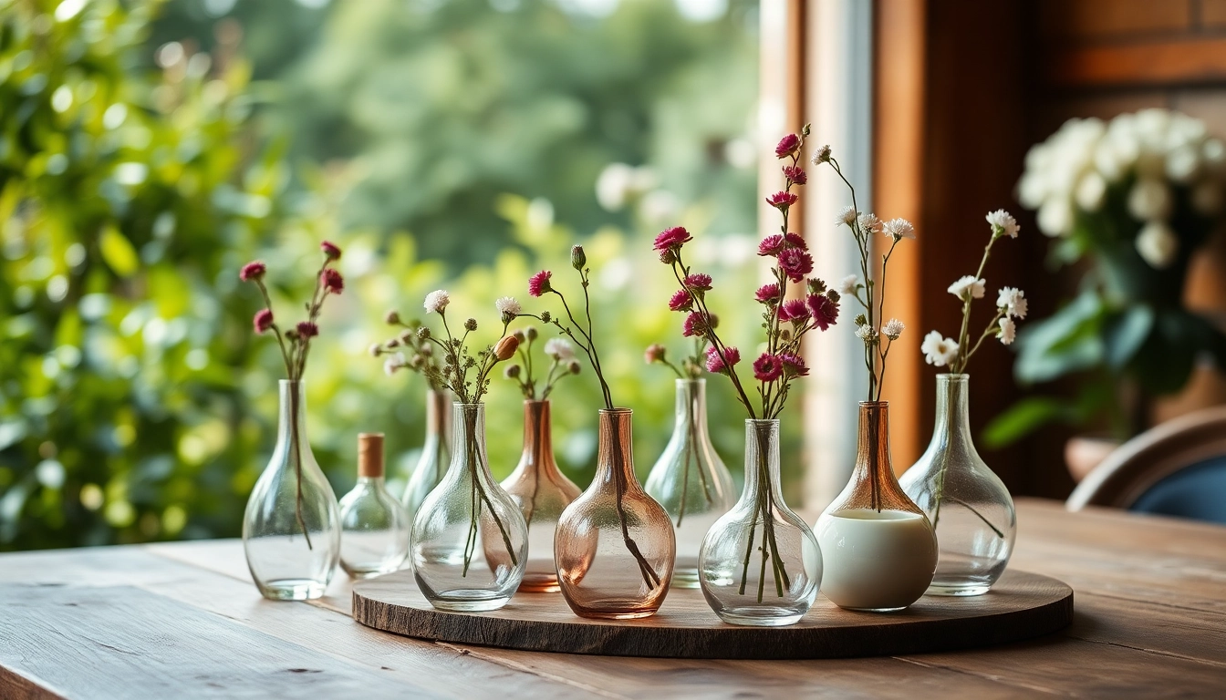 Beautiful collection of bud vases showcasing different designs and colors.