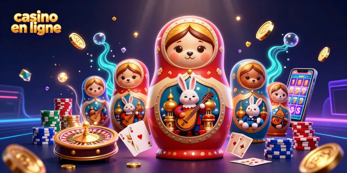 Découvrez la magie du casino en ligne avec des ours Matryoshka en action et des jetons scintillants!