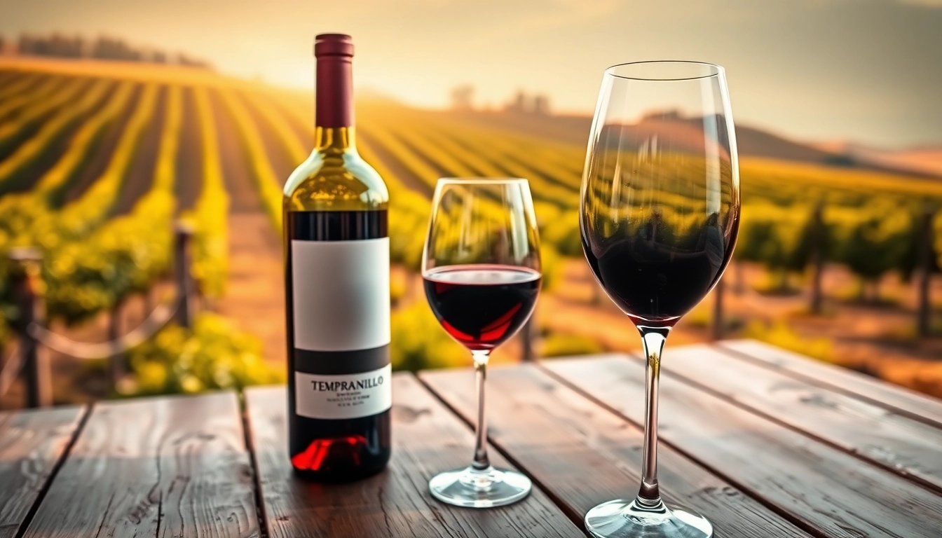 Experience the rich flavors of Tempranillo in an elegant wine tasting setup.