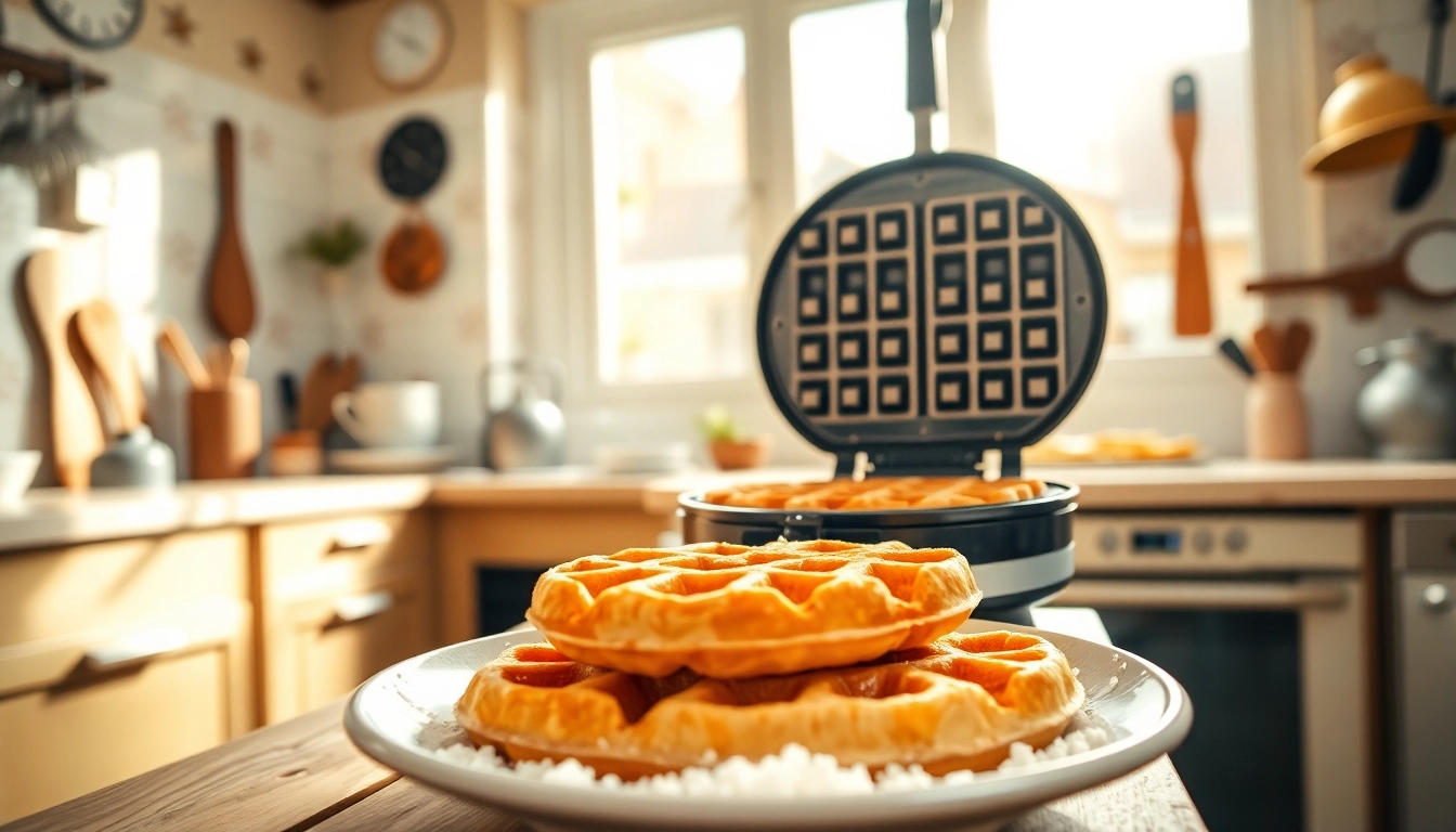 Maak wafel katoen in een gezellige keuken, met textuur en authentieke uitstraling.