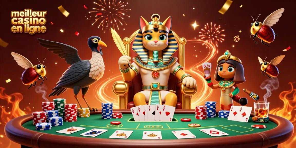 Découvrez le meilleur casino en ligne avec un chat pharaon et des jetons de poker colorés