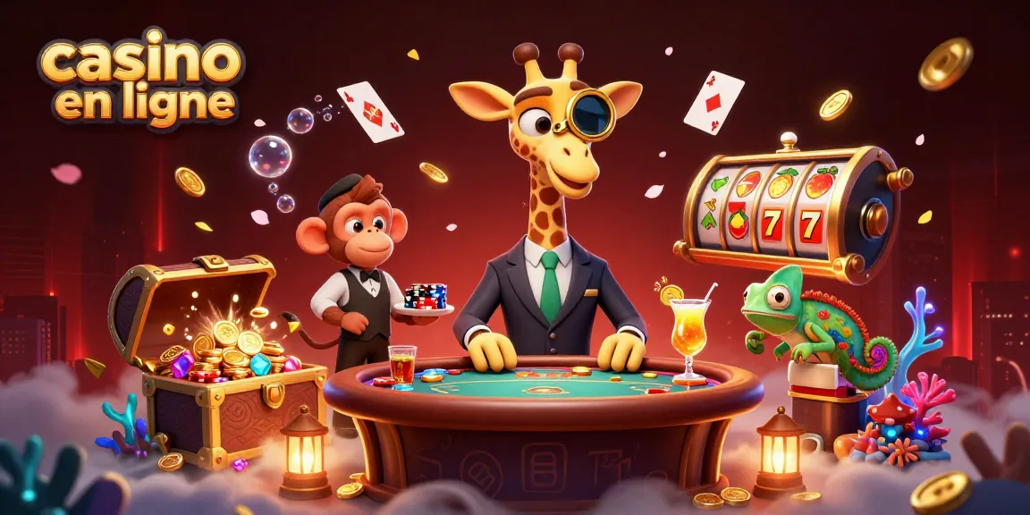 Jouez sur un casino en ligne avec une girafe high-roller, un valet et un barman.