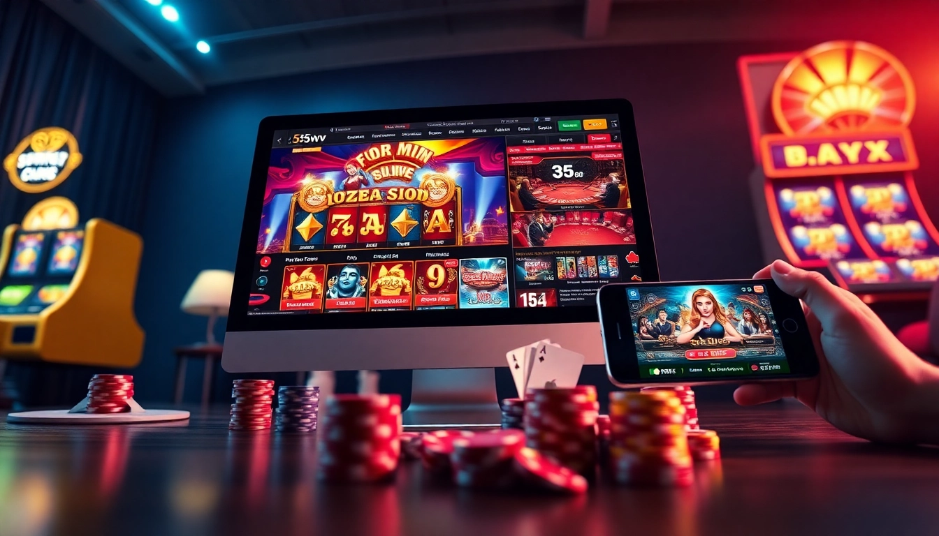 Experience the thrilling 55WW online casino with vibrant games and live dealers in a luxurious setting.