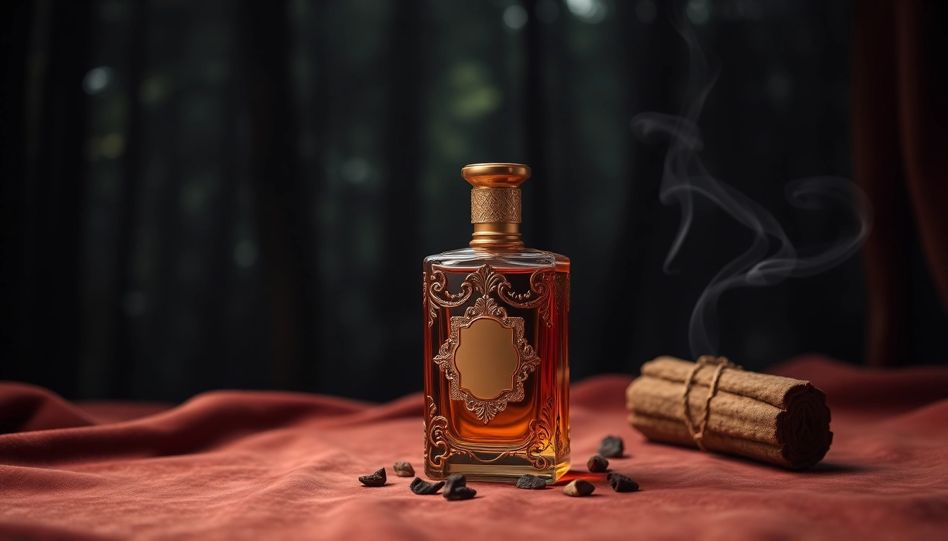 Showcase Ombre nomade perfume bottle beautifully arranged on a textured background