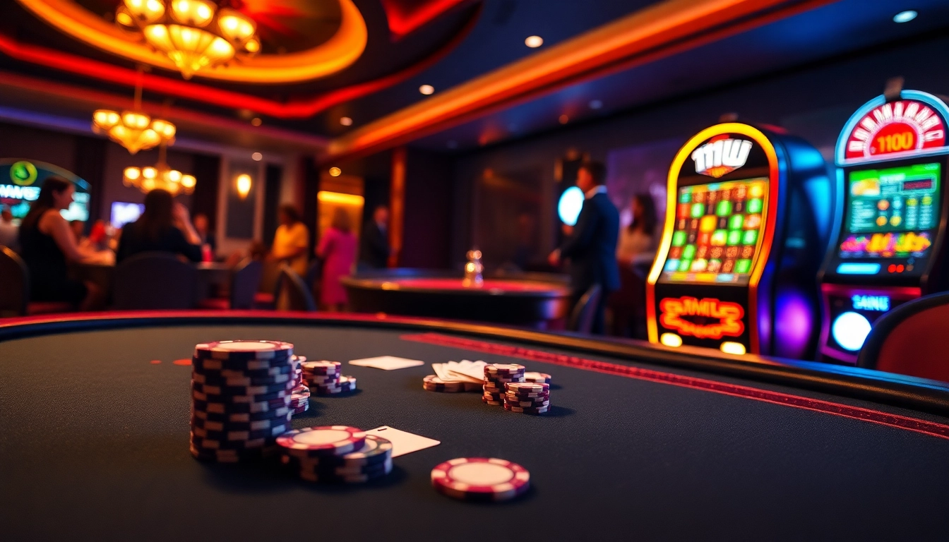 Engage with the thrilling ambiance of 11UU casino games at an elegant poker table.