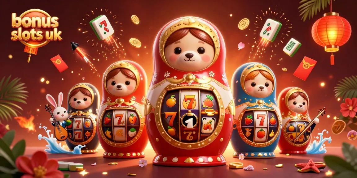 Play exciting bonus buy slots uk with a vibrant 3D scene of casino-themed characters and elements.