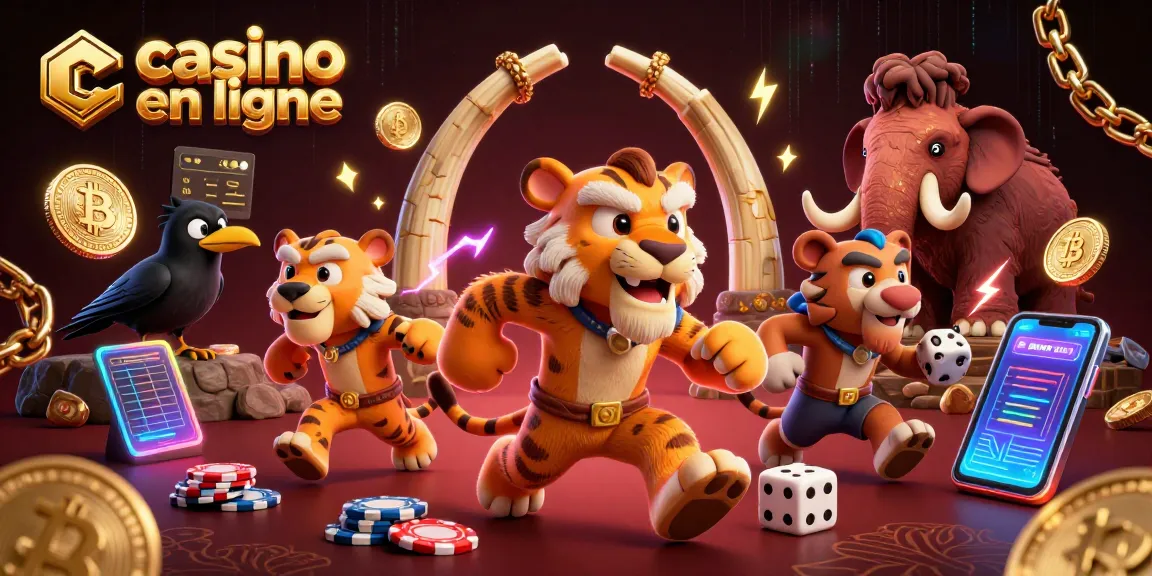 Jouez au casino en ligne avec des personnages préhistoriques et des éléments de crypto-monnaie modernes.