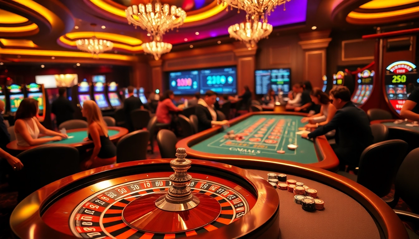 Engage in thrilling gameplay at gg88bz with vibrant casino tables and poker chips.