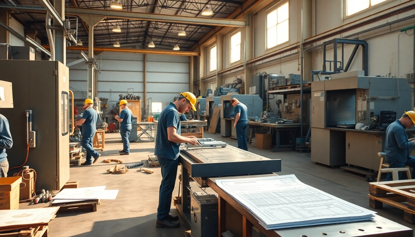 Crafting metal components in industrial fabrication Edmonton with skilled workers and heavy machinery.