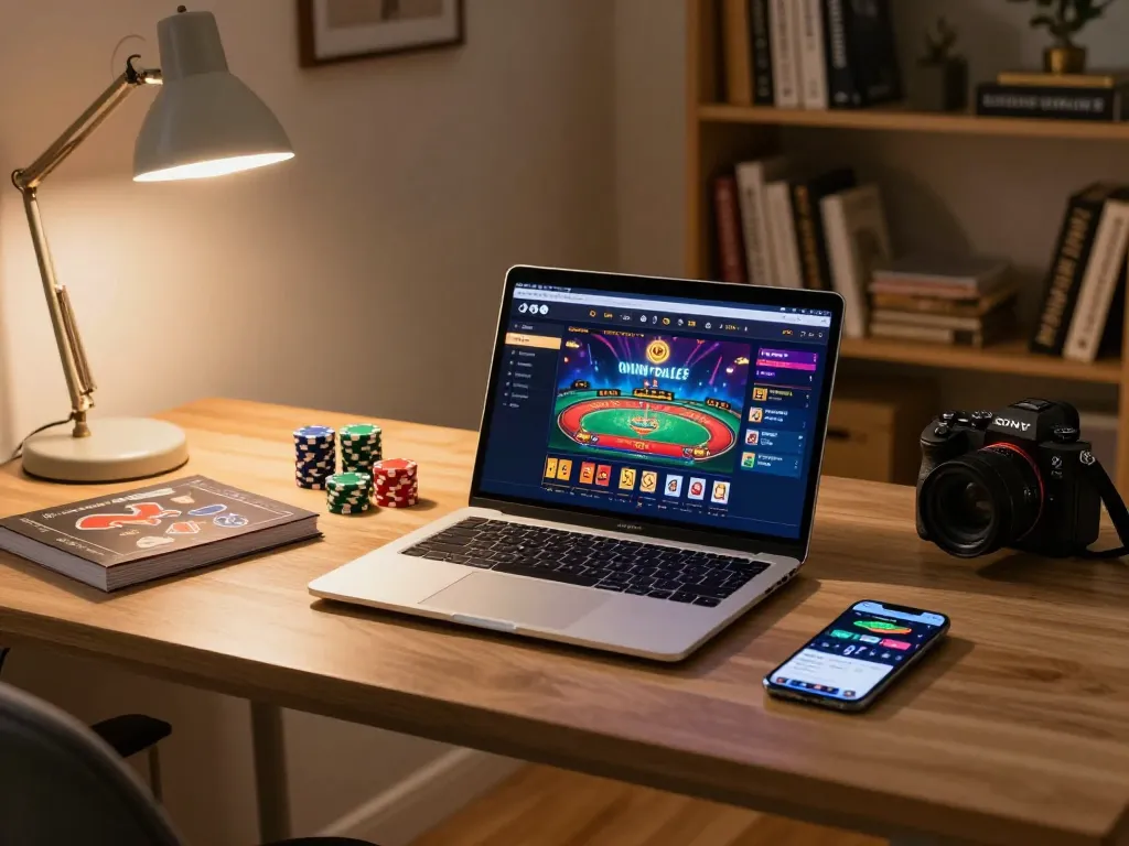 Engaging online gambling session on vipwin with vibrant casino interface on laptop.