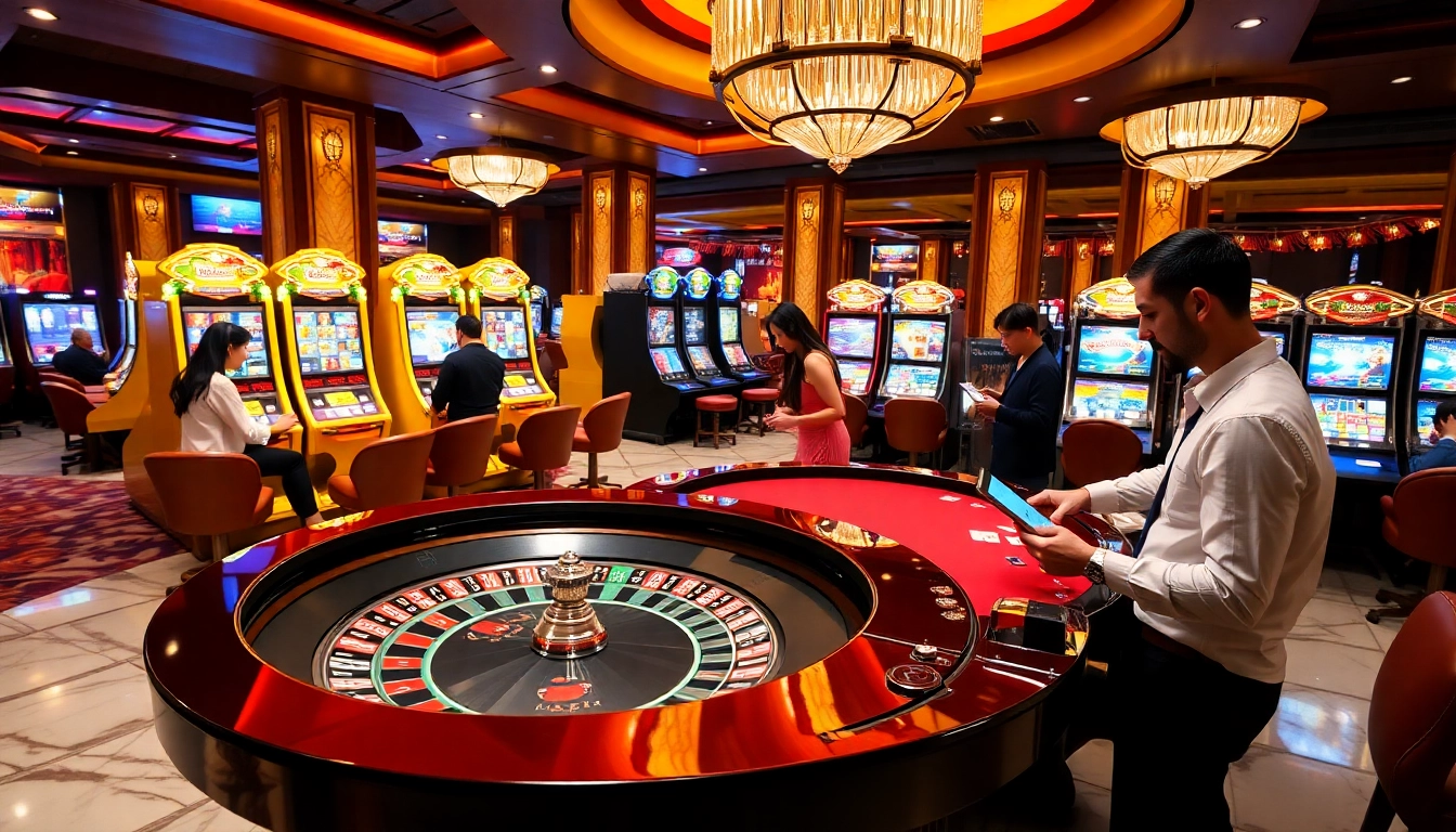 RR88 engaging players with vibrant slot machines and live casino excitement.