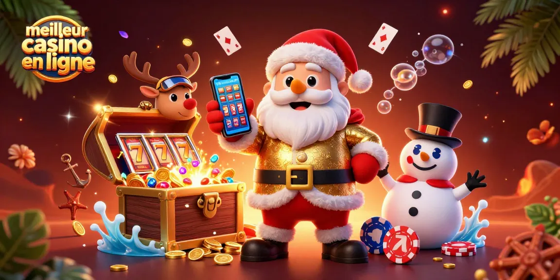 Découvrez le meilleur casino en ligne avec le Père Noël, un renne et un bonhomme de neige parmi des trésors de jeux.