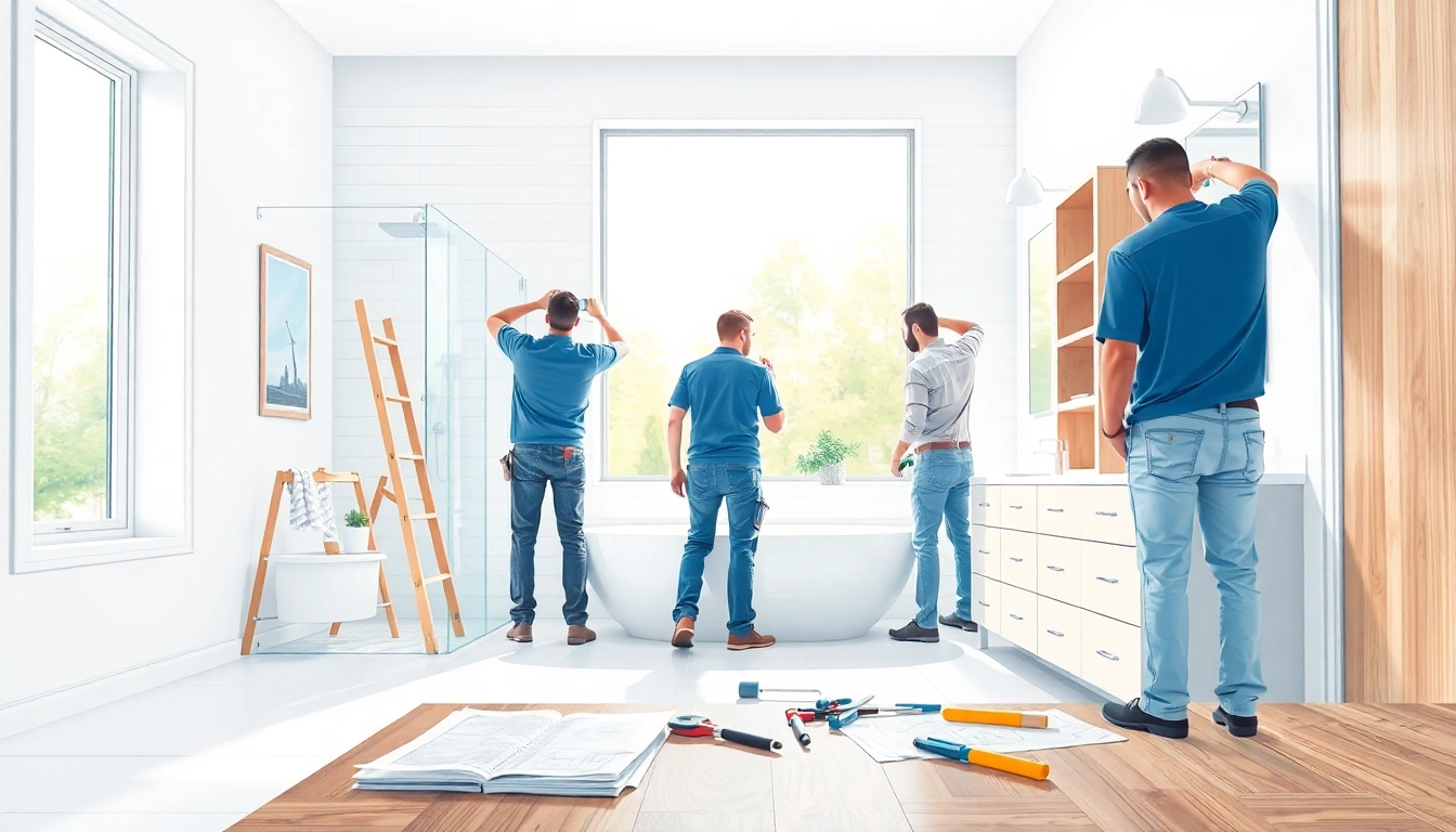 Skilled bathroom remodeling contractors enhancing a beautiful bathroom space.