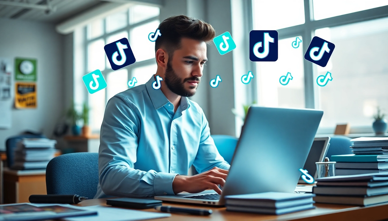 tiktok いいね 買うアクションを示すマーケティングオフィスシーン