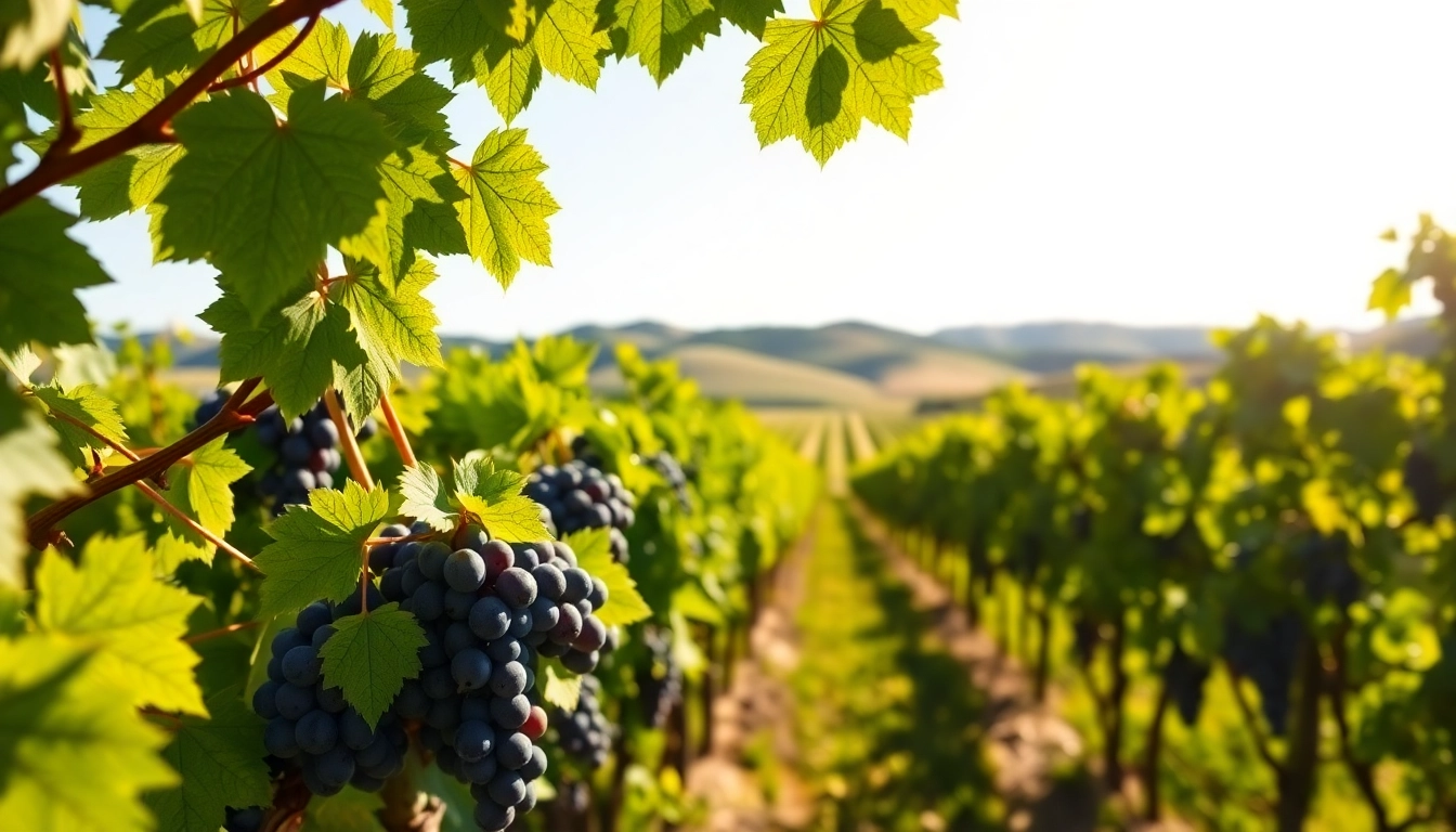 Experience the serene beauty of a Winery Sacramento vineyard with lush grapevines and ripe grapes.
