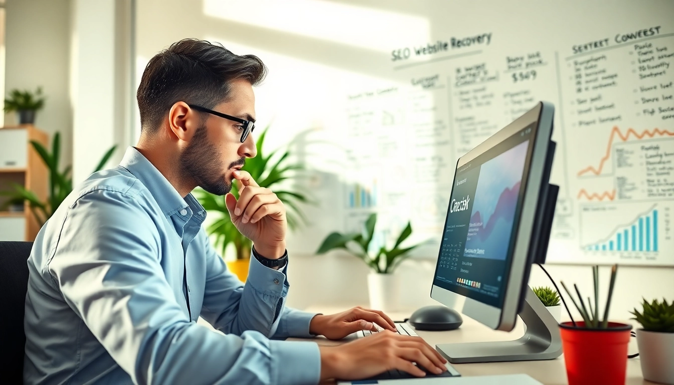 Analyze thin content penalty recovery service with a professional consultant in a focused office environment.