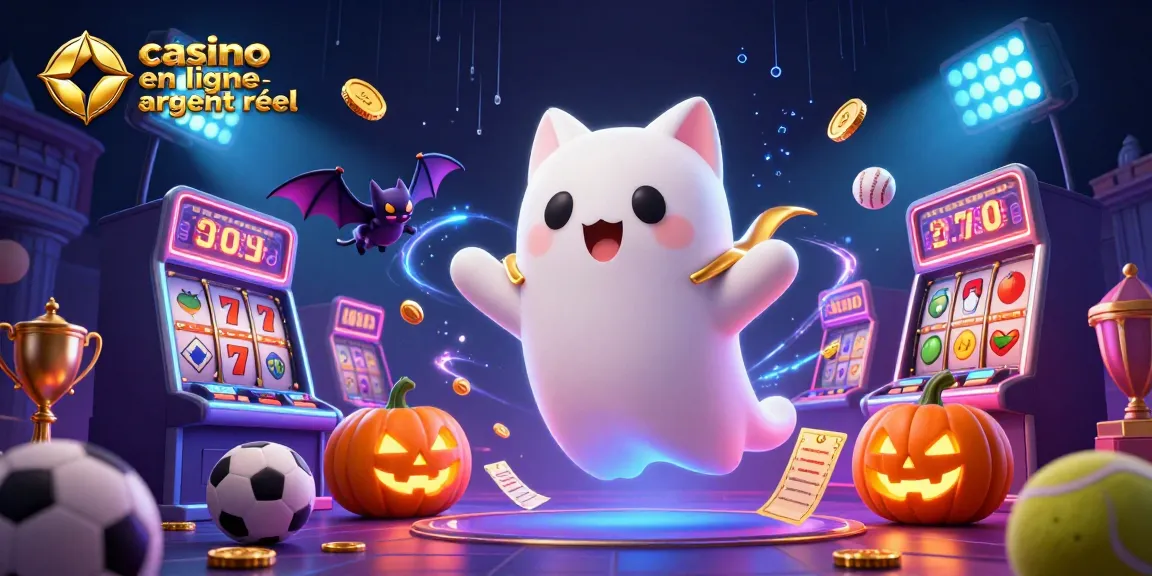 Jouer au casino en ligne argent réel avec un chat fantôme et des éléments intrigants autour.