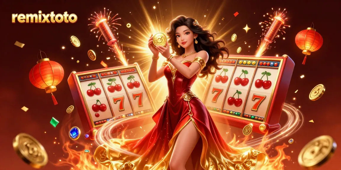 Experience excitable wins at Remixtoto with vibrant 3D gaming symbols raining down in celebration.