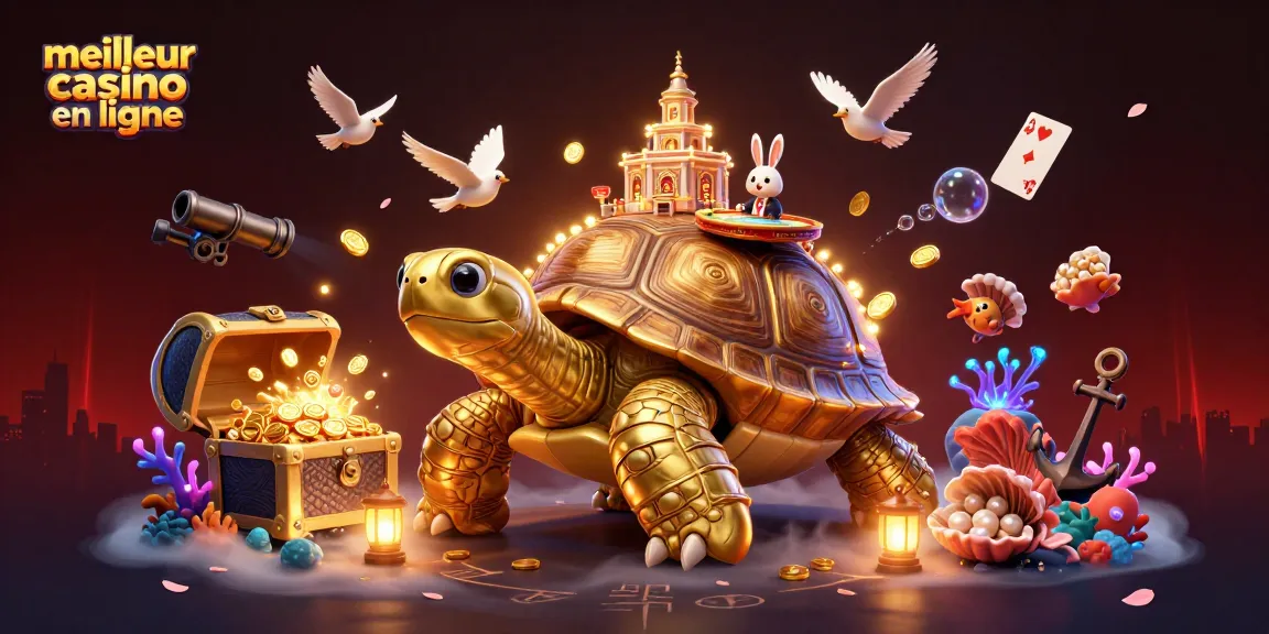 Jouer au meilleur casino en ligne avec un magnifique personnage de tortue et un croupier-rabbit.