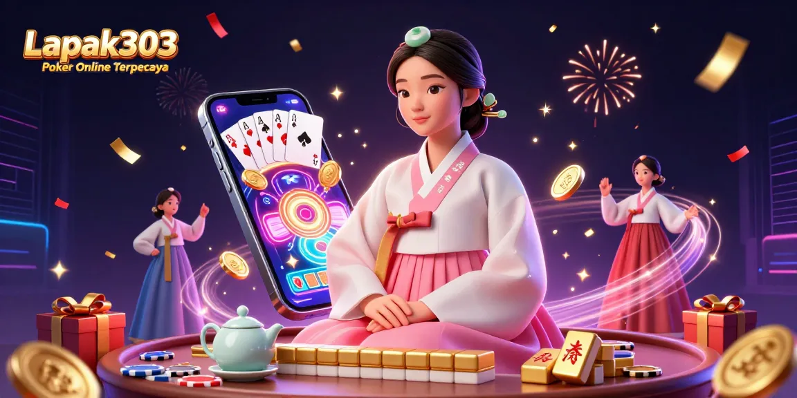 Experience thrilling poker action with Lapak303 Poker Online Terpercaya, featuring elegant designs and vibrant game elements.