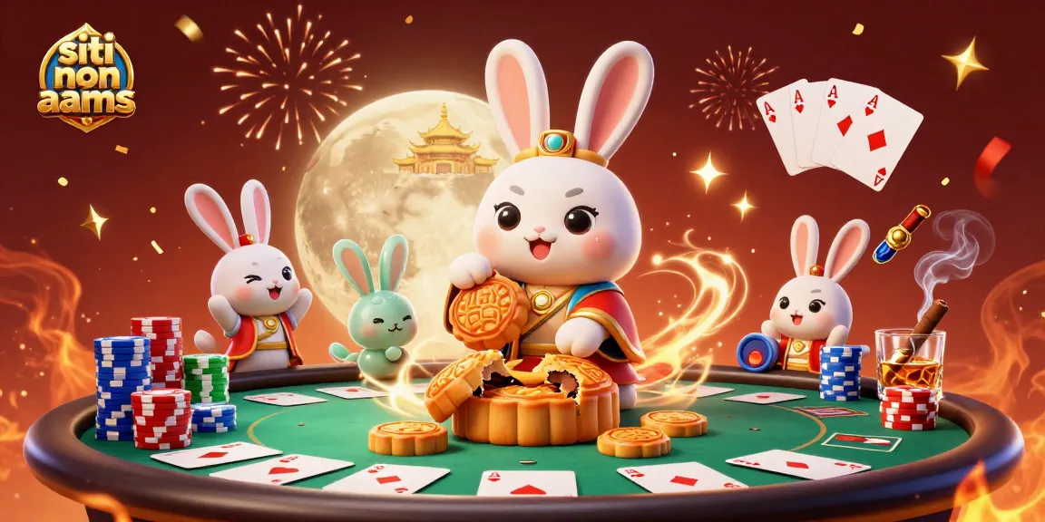 Scommetti nei migliori siti non AAMS con il coniglio lunare che rivela chip da poker tra celebrazioni