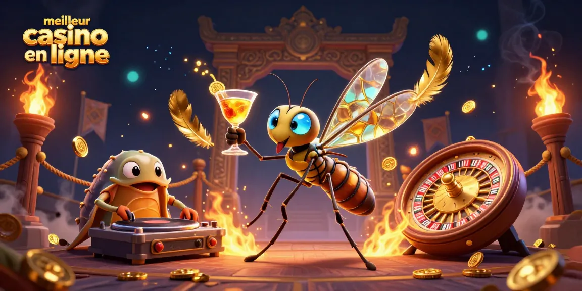 Plongez dans le monde du meilleur casino en ligne avec un emblématique moustique en ambre, DJ trilobite et roulette en spirale.