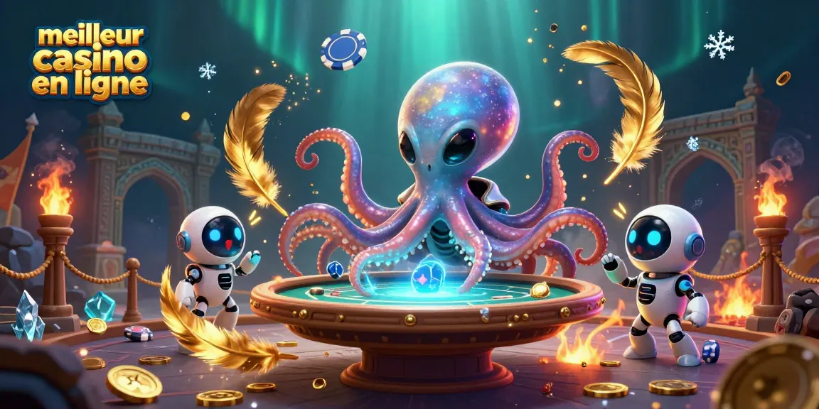 Jouer comme dans le meilleur casino en ligne avec un poulpe extraterrestre et robot, à une table de poker.