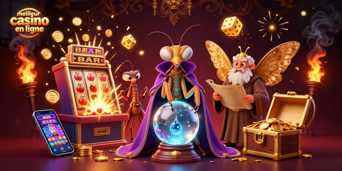 Découvrez le meilleur casino en ligne avec une illustration dynamique de jeux et personnages fascinants.