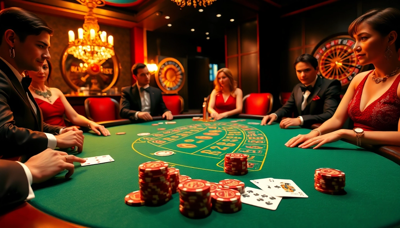 Exciting casino scene showcasing hidden wiki resources with players at a blackjack table.