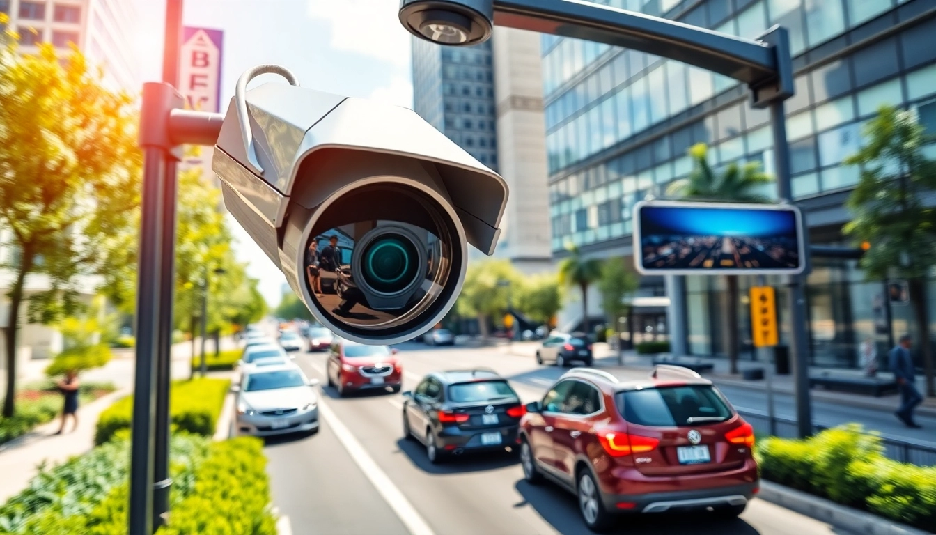 Automatic license plate recognition technology capturing vehicle details distilling urban safety innovation.
