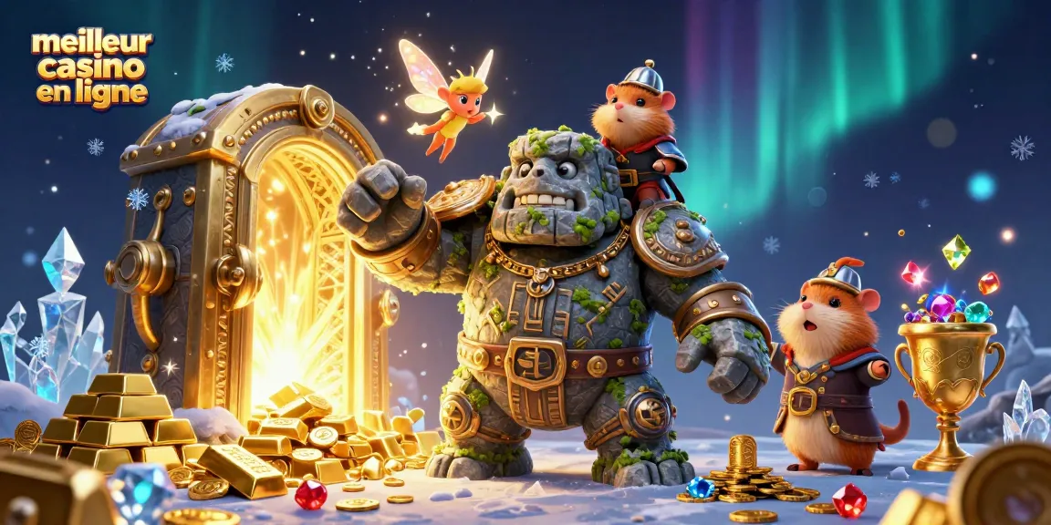 Visez le meilleur casino en ligne avec cette illustration captivante de magie et de trésors.